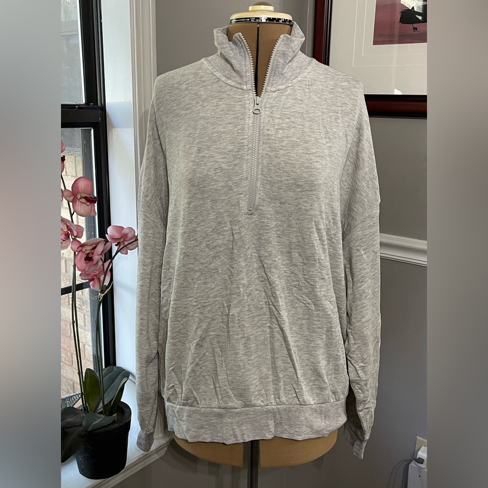 LOFT Lou & Grey sz XXL Light Heather Gray Zip-Up Sweatshirt